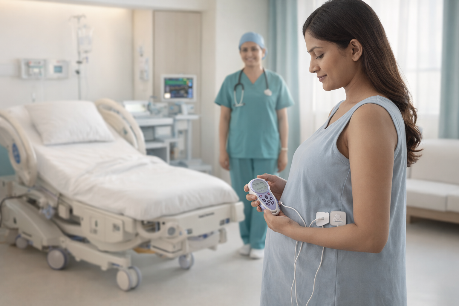 Mother using Elle TENS for pain relief